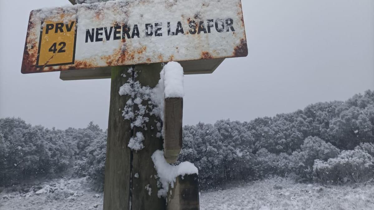 La nevada de diumenge passat al cim de la Safor.