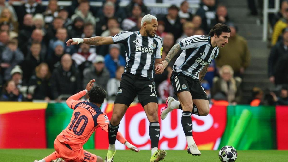 Tonali y Joelinton superan a Lamine Yamal durante la primera mitad