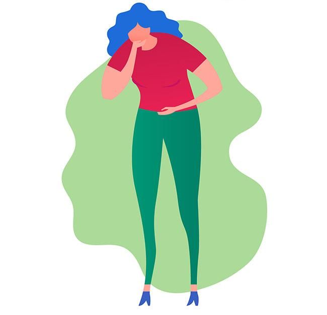 Mujer con fuertes dolores de barriga