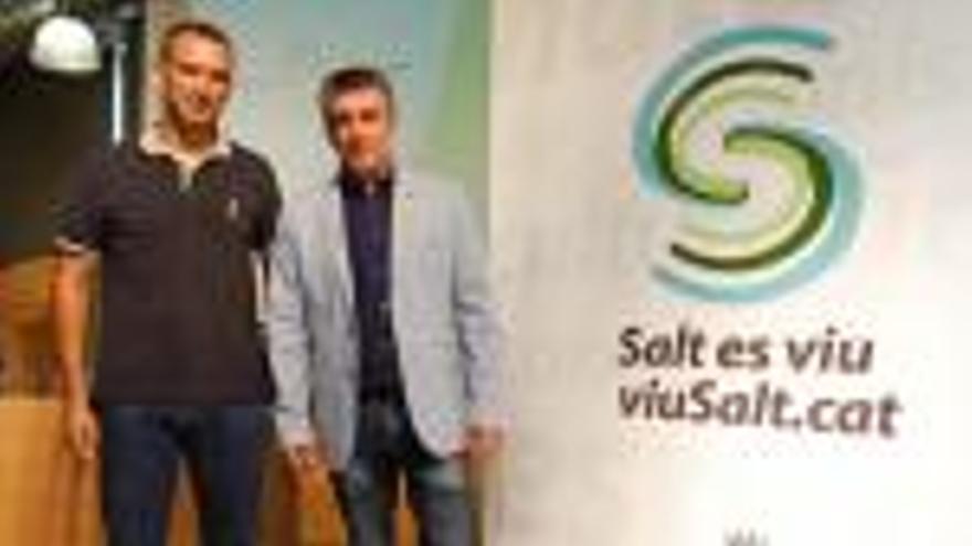 Àlex Barceló i Jordi Viñas, a l&#039;acte de presentació de la marca «Salt es viu, viuSalt.cat».