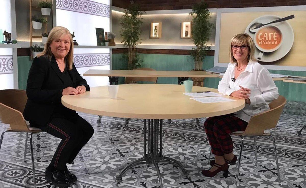 La consellera de Cultura Àngels Ponsa con la periodista Gemma Nierga en el programa Café d’idees de La 2. La consellera de Cultura Àngels Ponsa con la periodista Gemma Nierga en el programa Café d’idees de La 2.