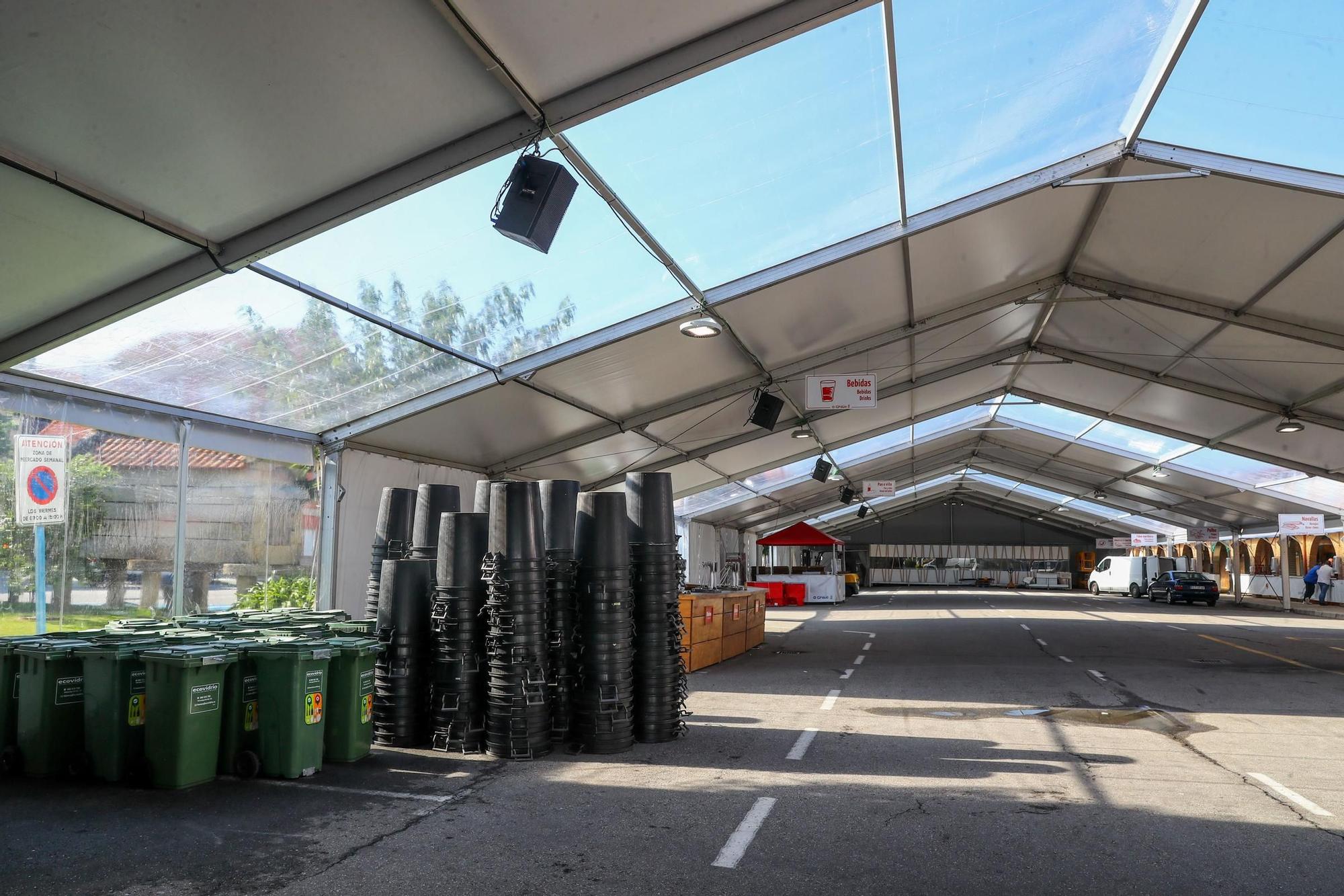 Los últimos retoques de la Festa do Marisco de O Grove.