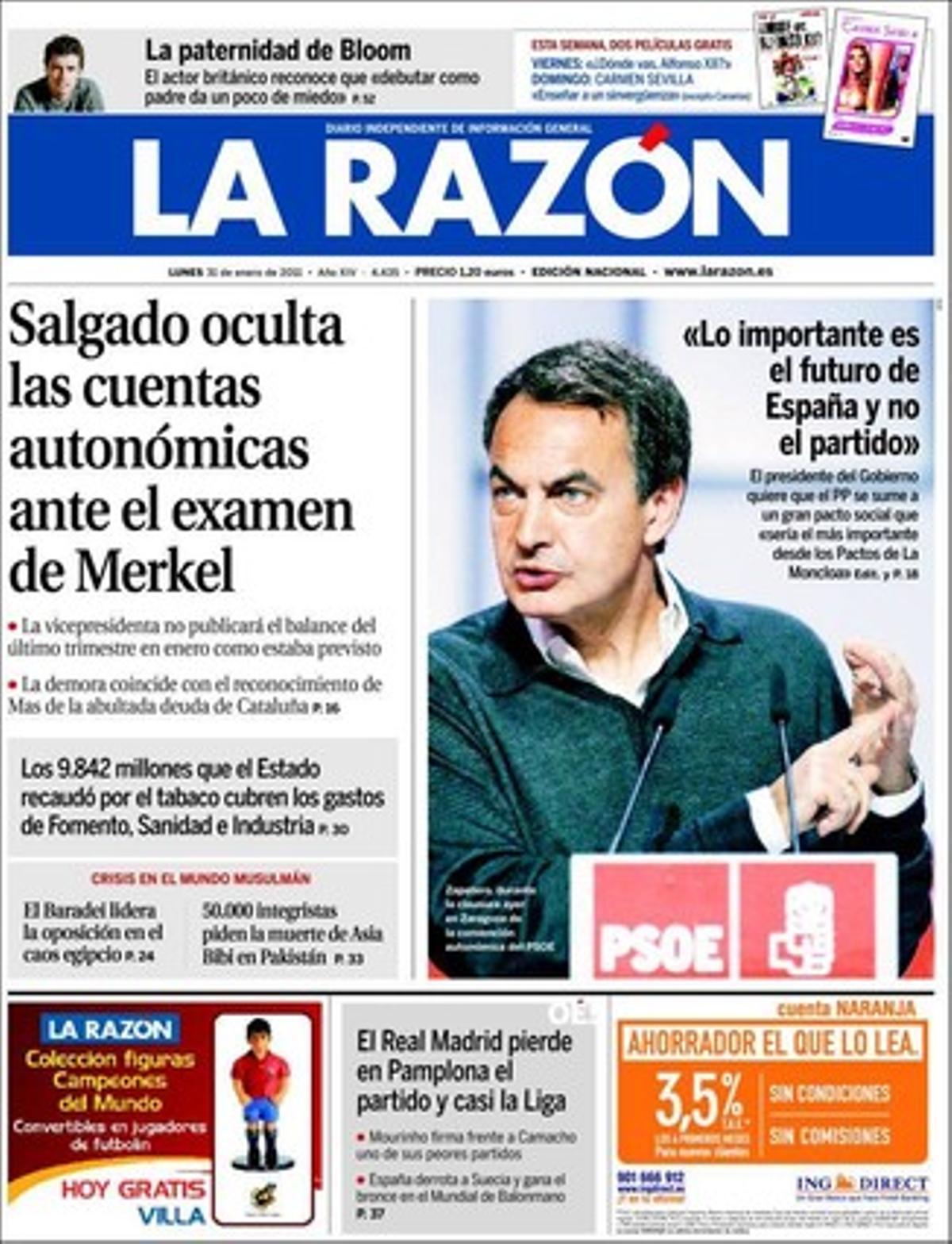 ’La Razón’ dóna rellevància a més al fet que la direcció del PP està dividida sobre si Rajoy s’ha de sotmetre a un altre congrés abans de les eleccions generals; que el Govern de la Generalitat agilitzarà els papers --per la via de l’arrelament-- als immigrants que vulguin integrar-se, i que els impostos del tabac donen per cobrir les despeses dels ministeris de Foment, Sanitat i Indústria.