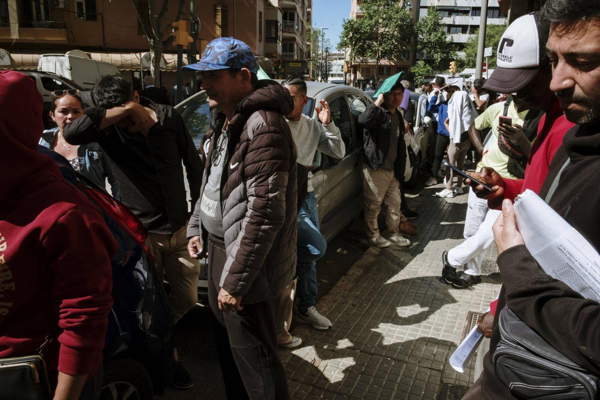 Largas colas este lunes en Pere Garau por la regularización