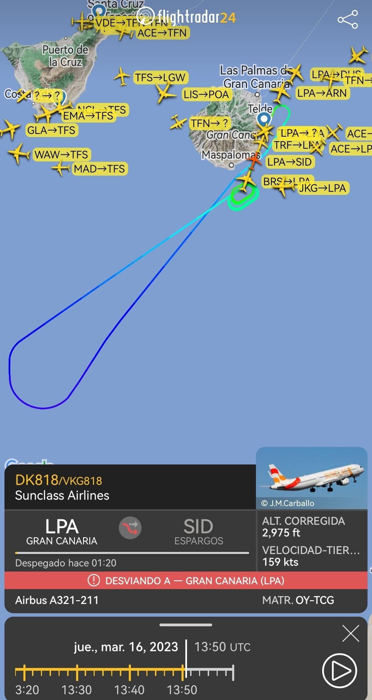 Susto en un avión en Gran Canaria