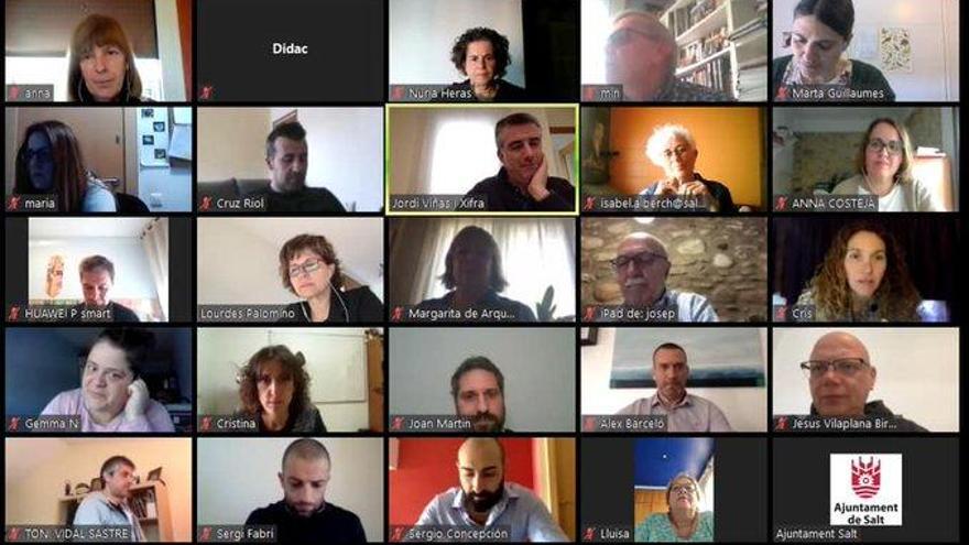 Els regidors de Salt en un ple telemàtic.