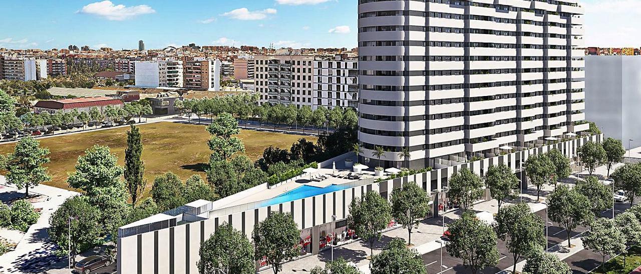 Recreación del edificio de 198 viviendas que Vía Célere promueve en València. | LEVANTE-EMV