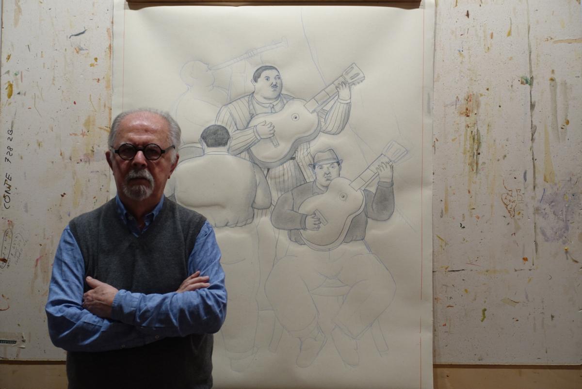 El pintor y escultor colombiano en su estudio de Mónaco
