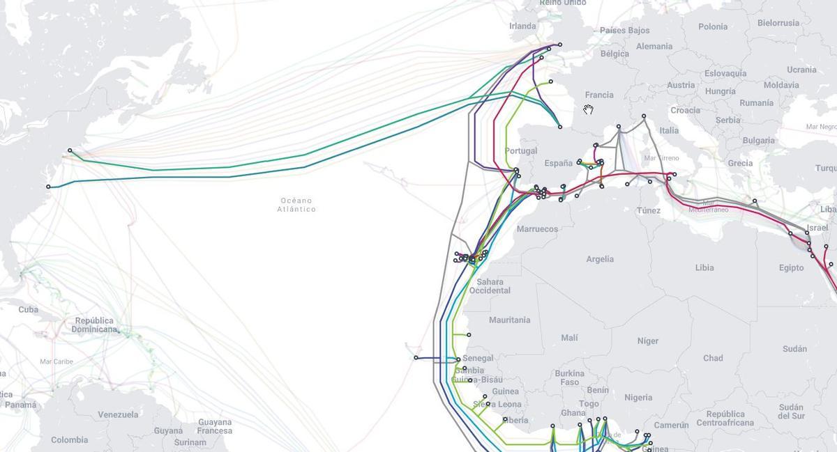 Conexiones de España por cable submarino.