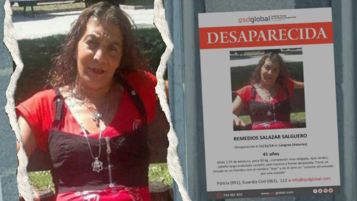 Cartel con la alerta por la difusión de la desaparición de Remedios Salazar.