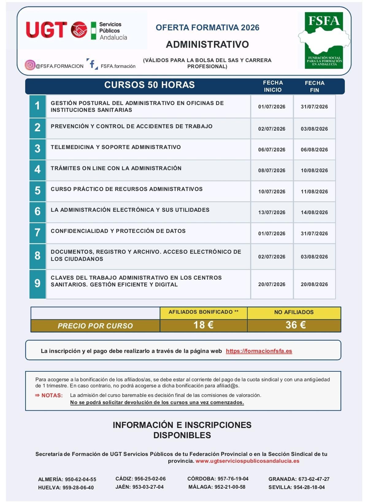 Cursos de formación de UGT SP.
