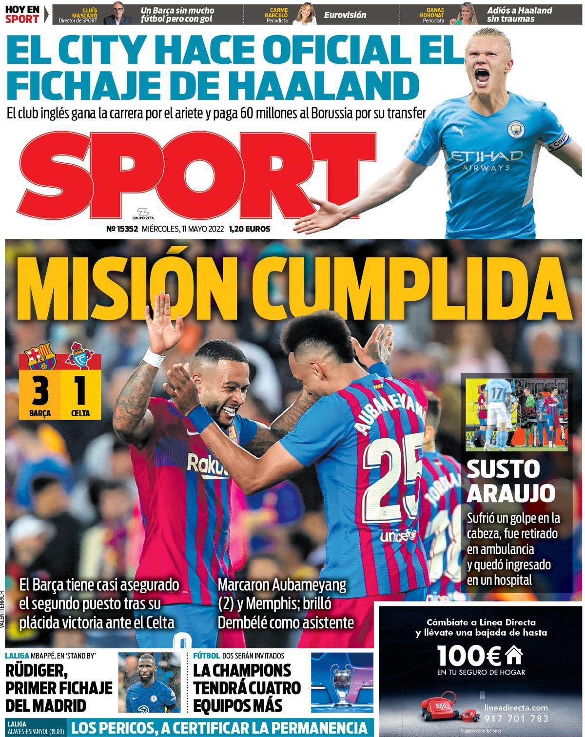 Portada SPORT 11 de mayo