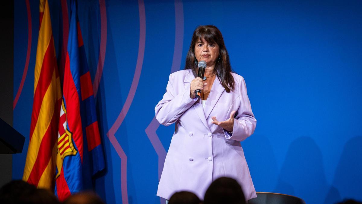 Marta Segú, presidenta de la Fundación del FC Barcelona, durante la presentación de la memoria