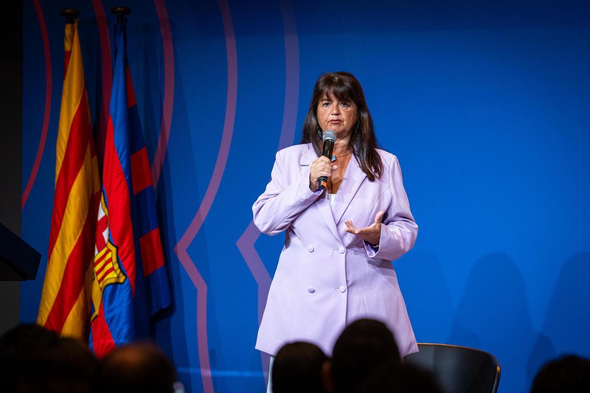 Marta Segú, presidenta de la Fundación del FC Barcelona, durante la presentación de la memoria