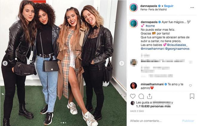 Claudia Salas, Mina El Hammani y Georgina Amorós acompañan a Danna Paola en su concierto en Madrid