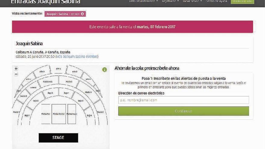 Imagen de la página web Viagogo donde se ponen a la venta las entradas para el Coliseum.