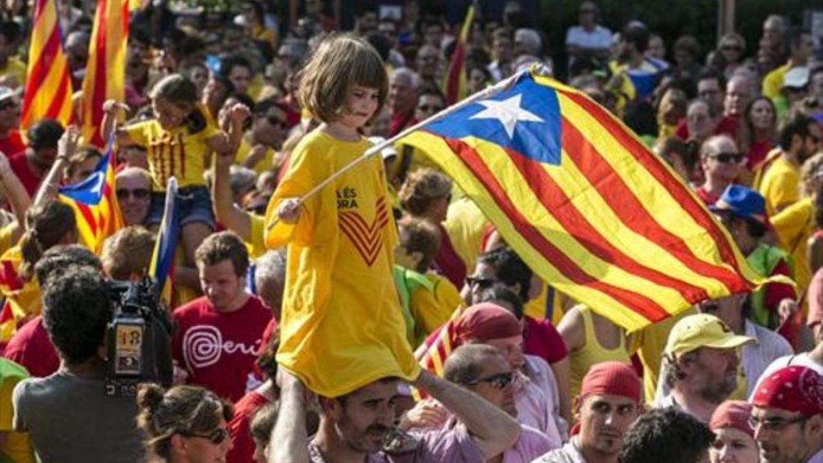 Participantes en la manifestación del 11-S del 2014 en Barcelona.