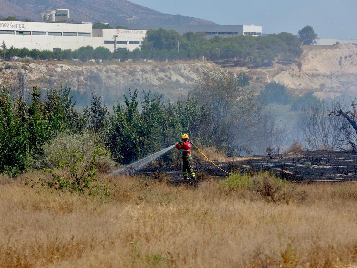 Las imágenes del incendio declarado en el cauce del río Vinalopó en pleno casco urbano de Sax Las imágenes del incendio declarado en el cauce del río Vinalopó en pleno casco urbano de Sax
