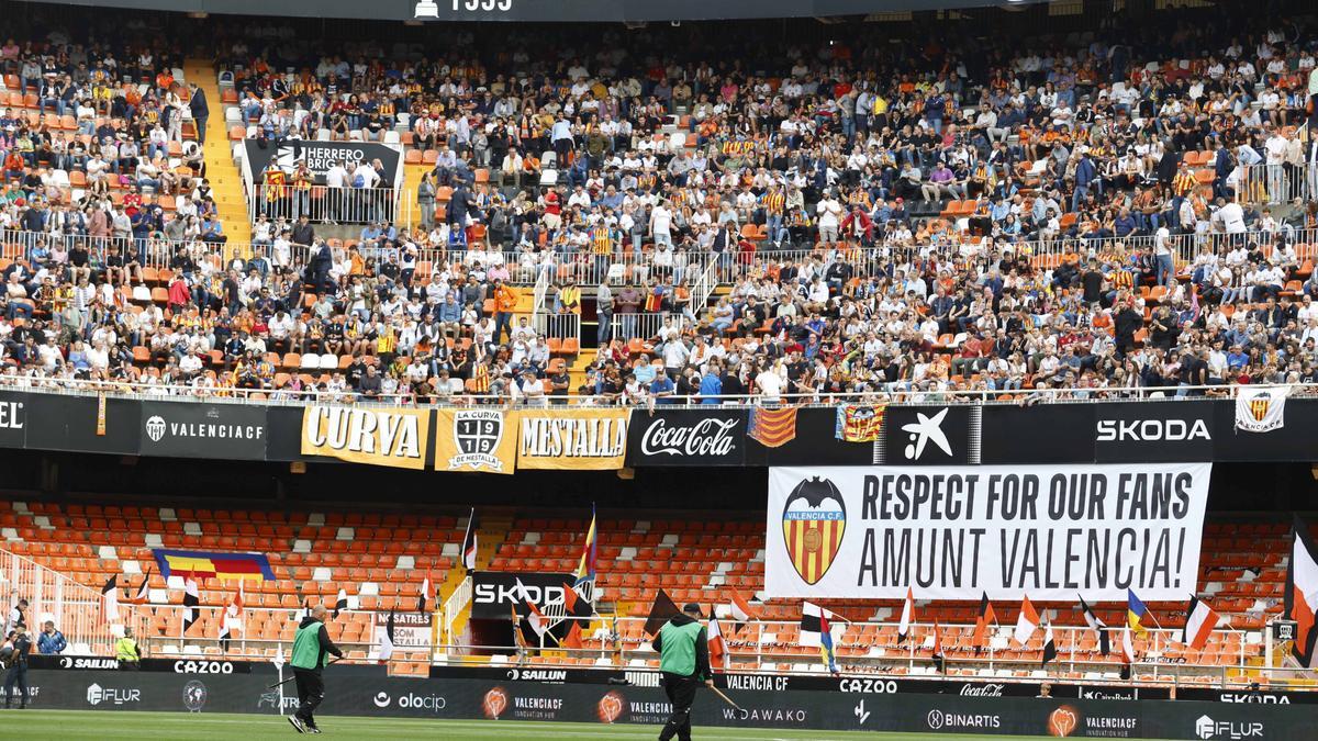 Valencia. Estadio de Mestalla .Partido de liga ultima jornada Valencia CF - RCD Español Espanyol SPD VLC