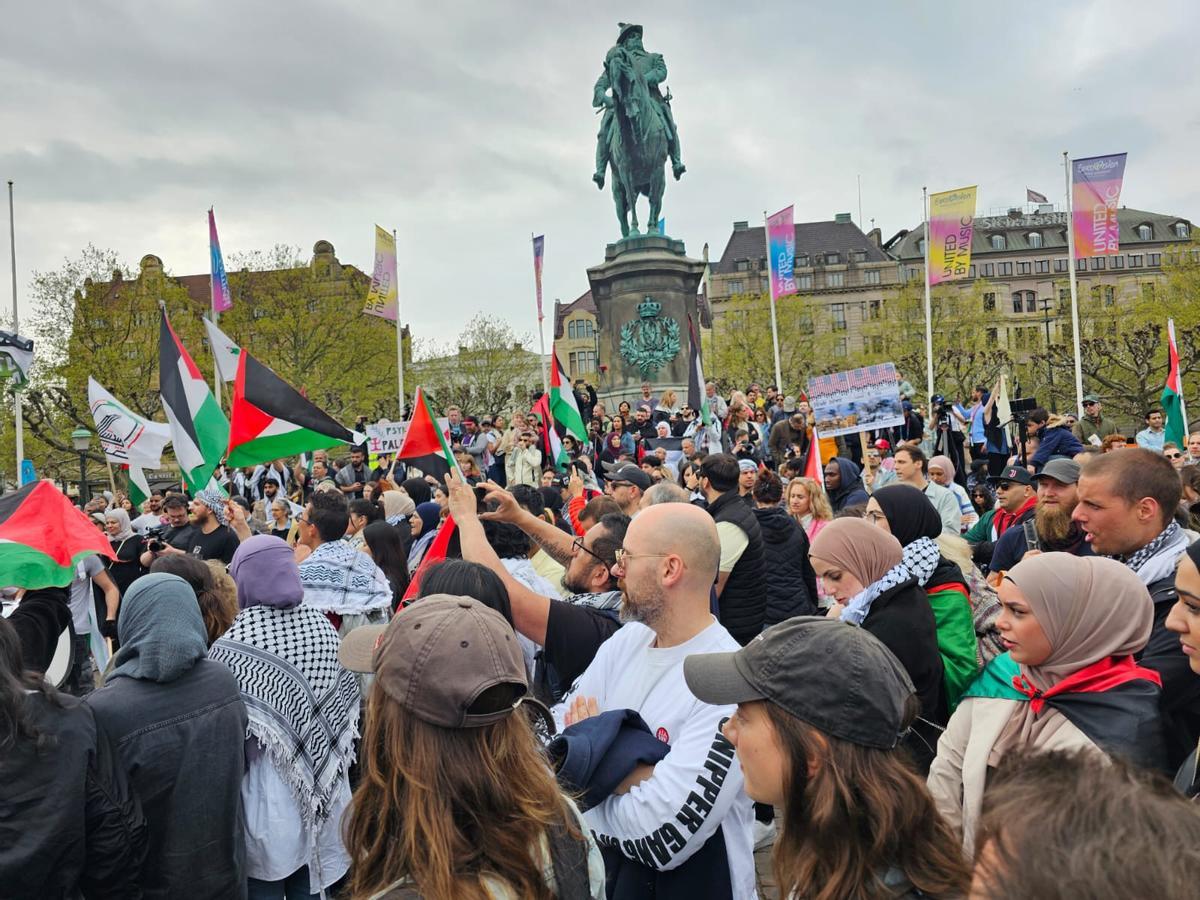 Momento de la protesta propalestina en Malmö