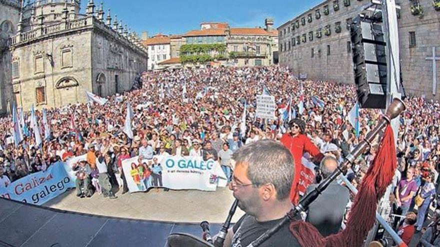 Una imagen de la manifestación de &quot;Queremos galego&quot;.  // Fdv