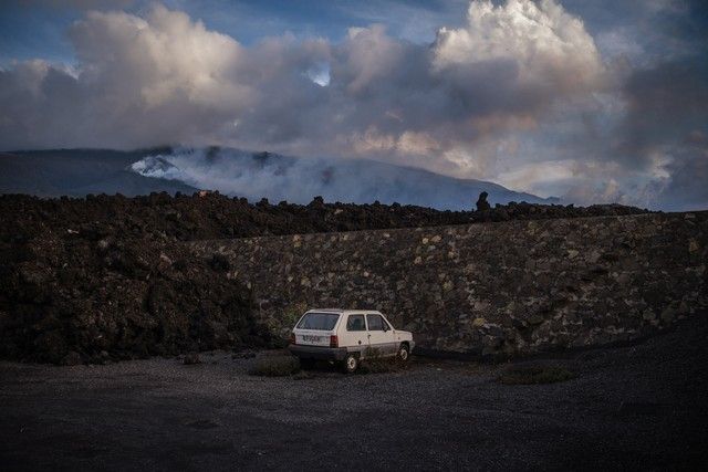 Volcán de La Palma, plataneras y zona de exclusión