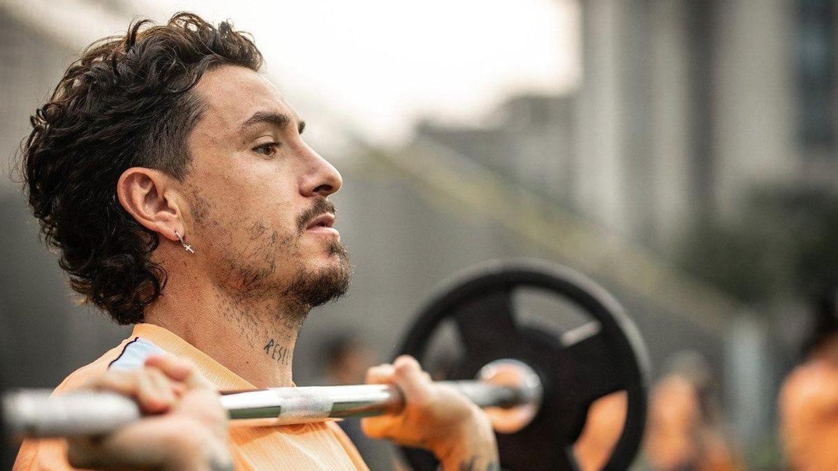 José María Giménez, en un entrenamiento con la selección de Uruguay