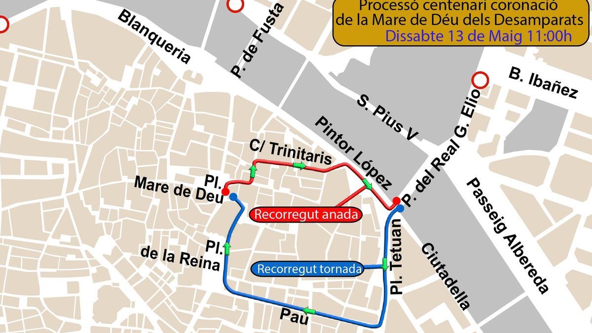 El plano y los pasos cerrados al tráfico