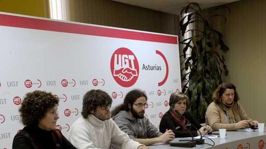 Representantes de los sindicatos, durante el anuncio de las movilizaciones.