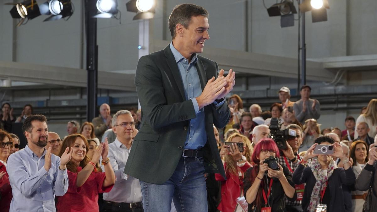 Pedro Sánchez, durante el miton del PSOE en Valladolid