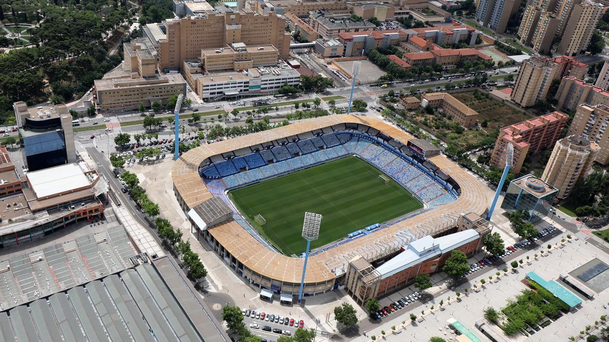 Vista aérea del estadio de La Romareda.