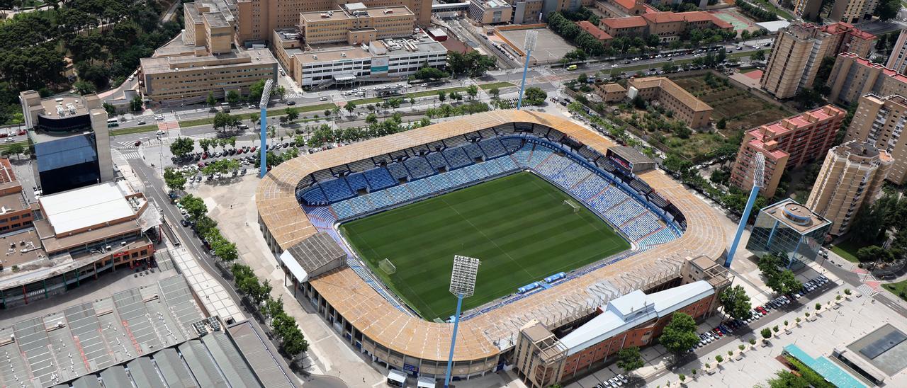 Vista aérea del estadio de La Romareda.