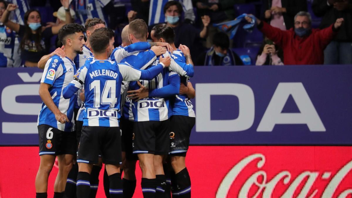 El Espanyol celebra un gol en el RCDE Stadium