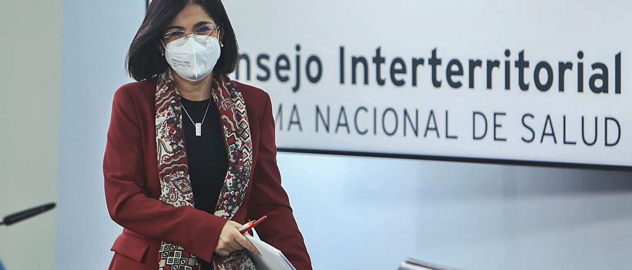 La ministra de Sanidad, Carolina Darias, ayer. |   // EFE