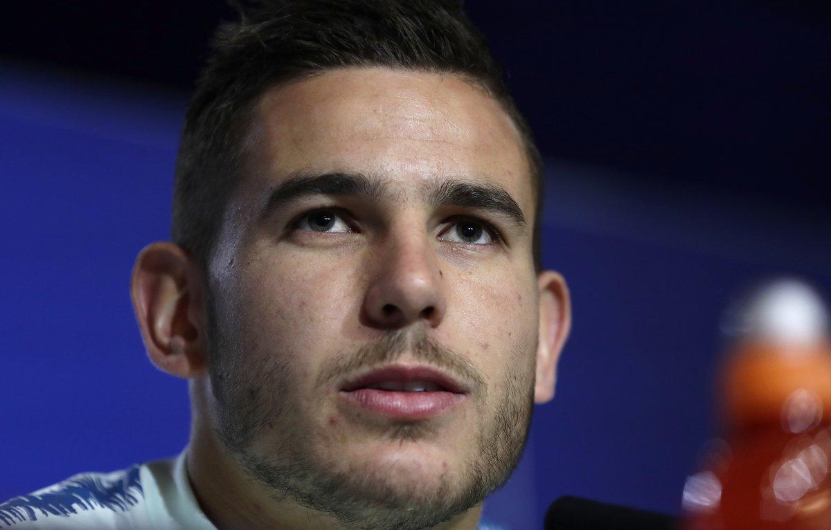 FILE - In this file photo dated Monday  Nov  5  2018  Atletico Madrid s Lucas Hernandez during a media conference at Wanda Metropolitano stadium in Madrid  Spain  Atletico Madrid has said in a statement Thursday Dec  20  2018  that a rumours in the Spanish media linking France defender Lucas Hernandez to a move to Bayern Munich are false   AP Photo Manu Fernandez  FILE