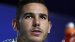 FILE - In this file photo dated Monday  Nov  5  2018  Atletico Madrid s Lucas Hernandez during a media conference at Wanda Metropolitano stadium in Madrid  Spain  Atletico Madrid has said in a statement Thursday Dec  20  2018  that a rumours in the Spanish media linking France defender Lucas Hernandez to a move to Bayern Munich are false   AP Photo Manu Fernandez  FILE