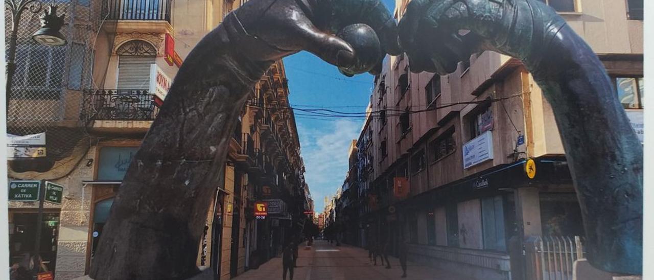 Representación virtual de cómo podría quedar la entrada al carrer Pelayo en su cruce con el carrer Xàtiva.