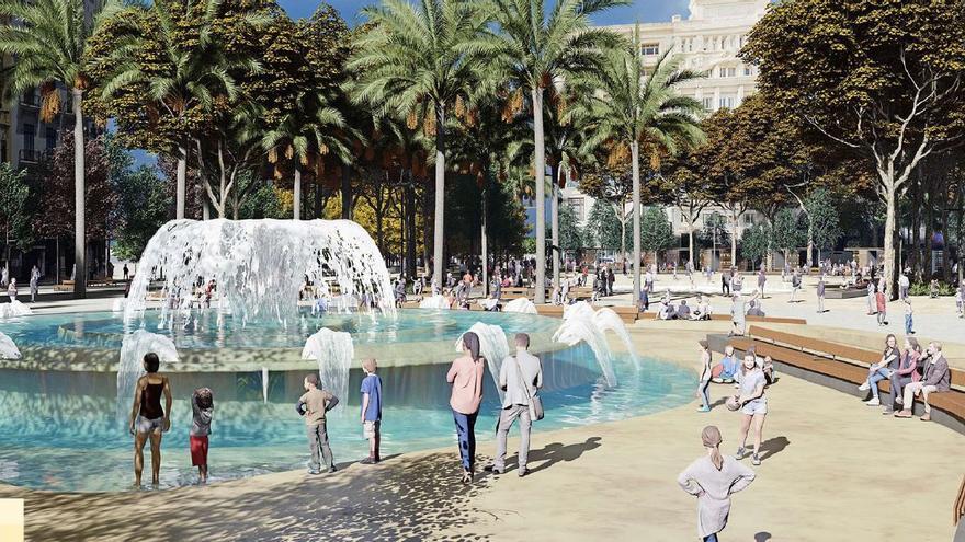 Así será la nueva plaza del Ayuntamiento con el doble de arbolado y una fuente con &quot;playa&quot;