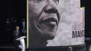 Obama, durante la conferencia sobre Mandela en Johannesburgo.