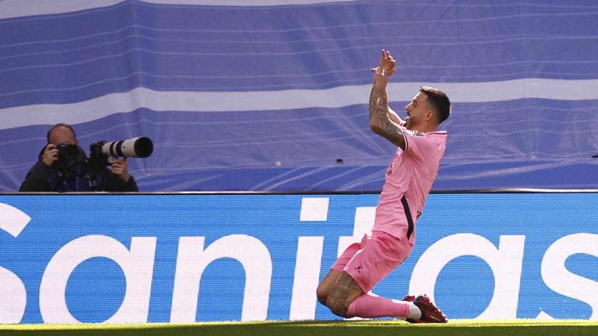 Joselu celebra el gol de l'Espanyol