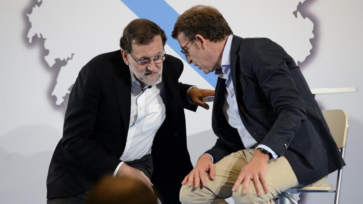 Mariano Rajoy y Alberto Núñez Feijóo, en un acto del PP en Ourense.