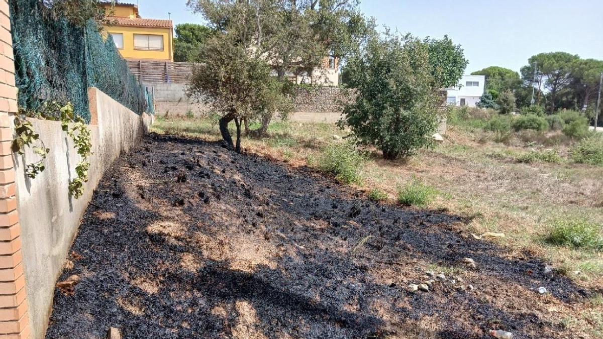 La zona afectada de l'incendi de vegetació a Caldes de Malavella.