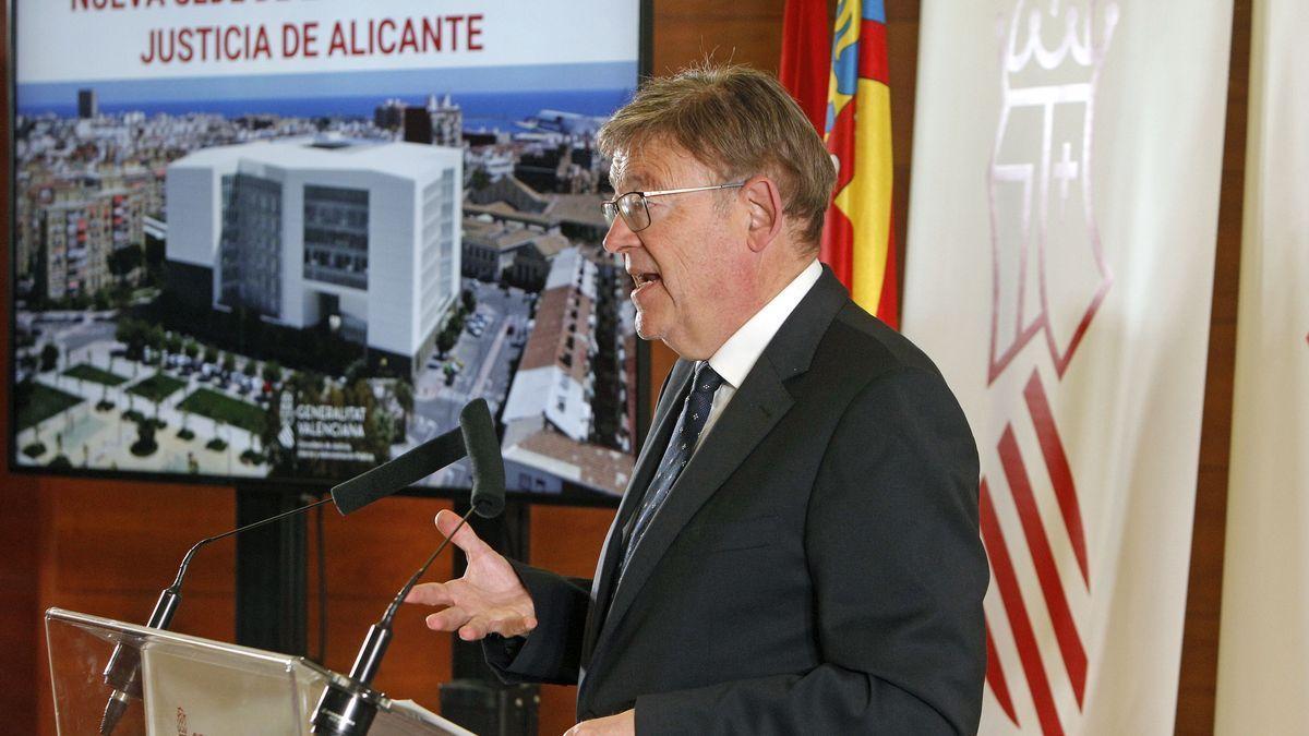 Puig, en la presentación hoy del proyecto de la Ciudad de la Justicia de Alicante. / MORELL/EFE