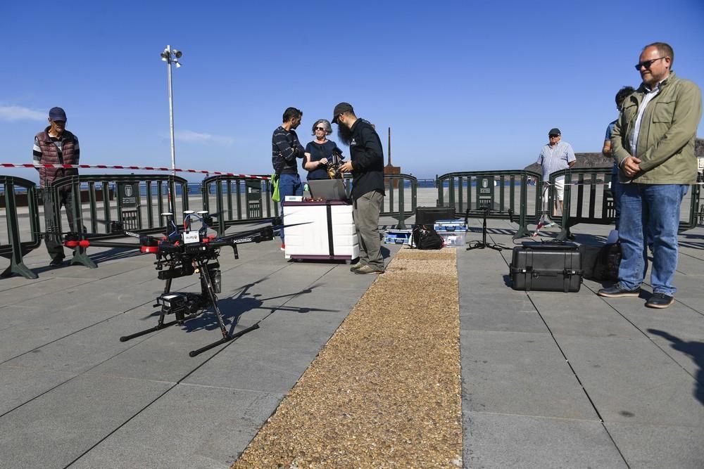 Las Canteras, a vista de dron.