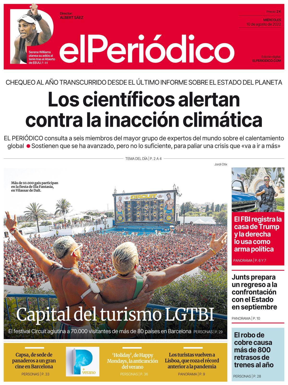 La portada d’EL PERIÓDICO del 10 d’agost del 2022