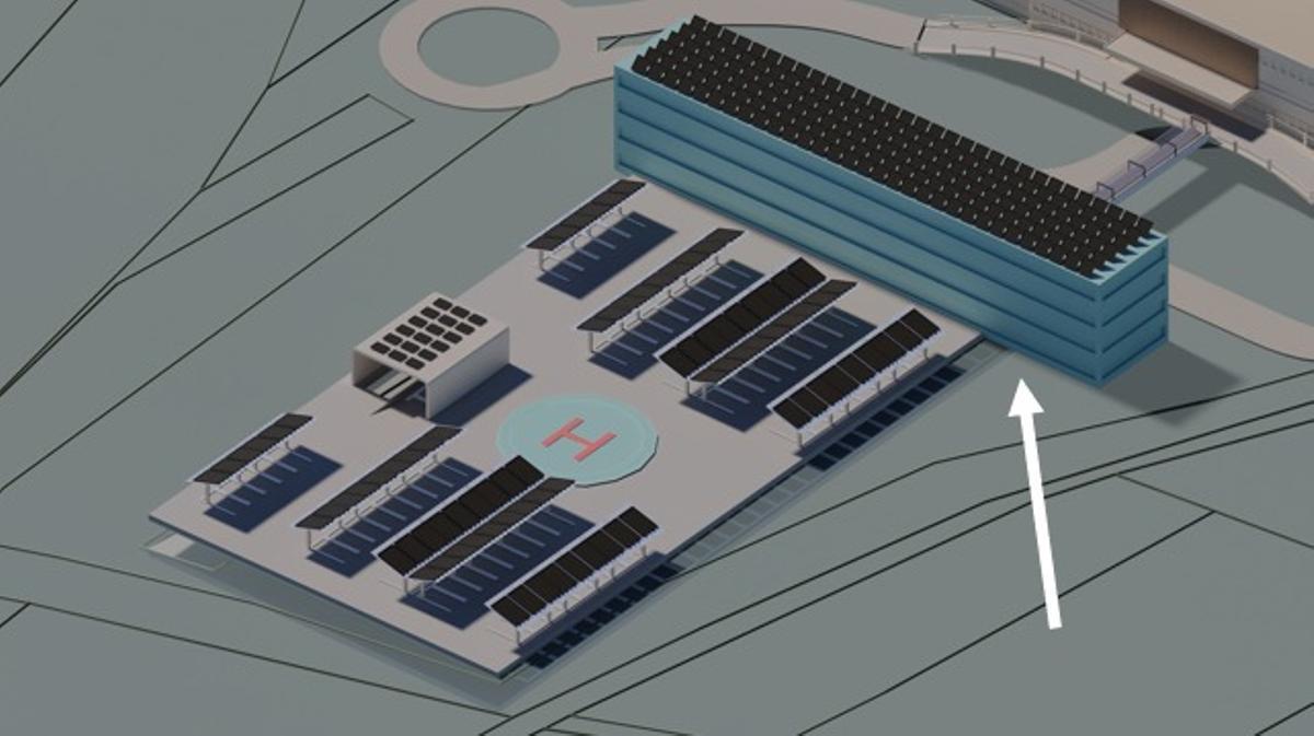 Nuevo edificio construido junto al parking