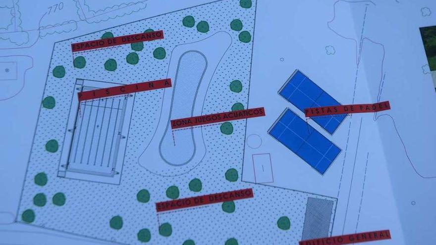 Plano del proyecto del área recreativa proyectada para Tábara.