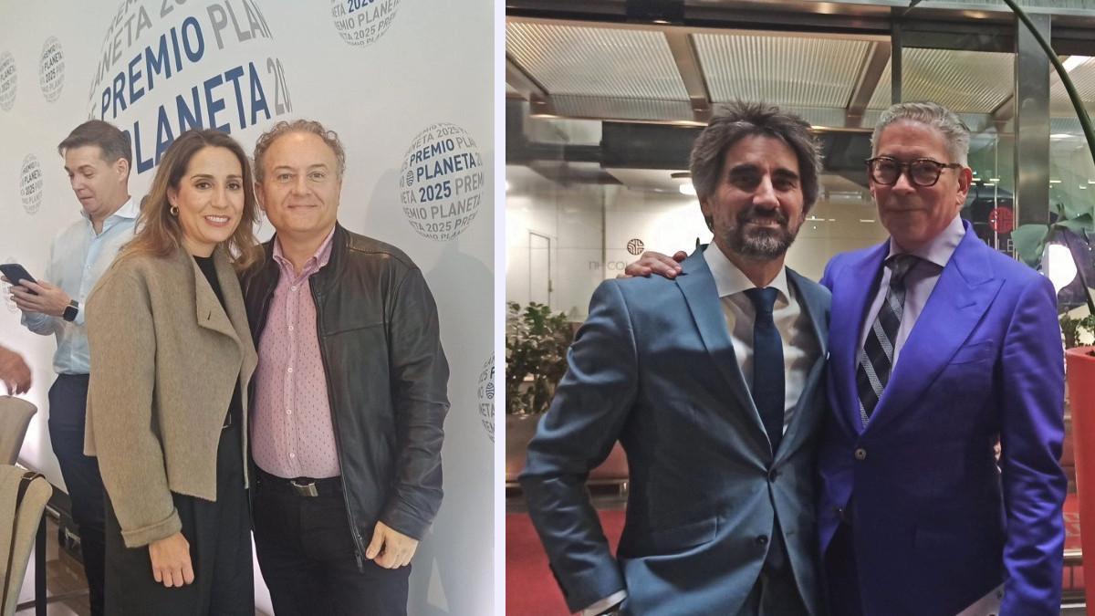 A la izquierda: la escritora compostelana Ángela Banzas con el crítico mindoniense-santiagués Armando Requeixo. Al lado: Manel Loureiro y Boris Izaguirre.