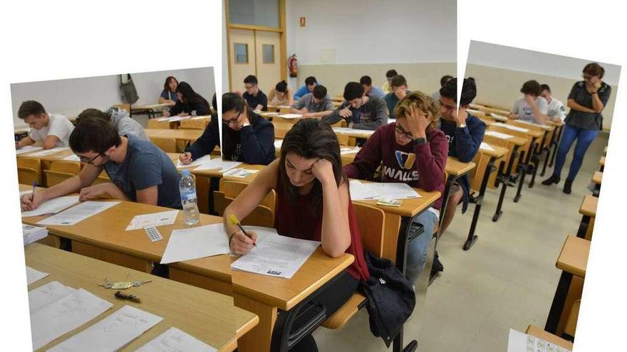 Estudiantes en exámenes en Pontevedra. // G.Santos
