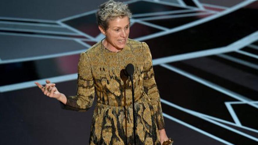Frances McDormand, tras ganar el Oscar.